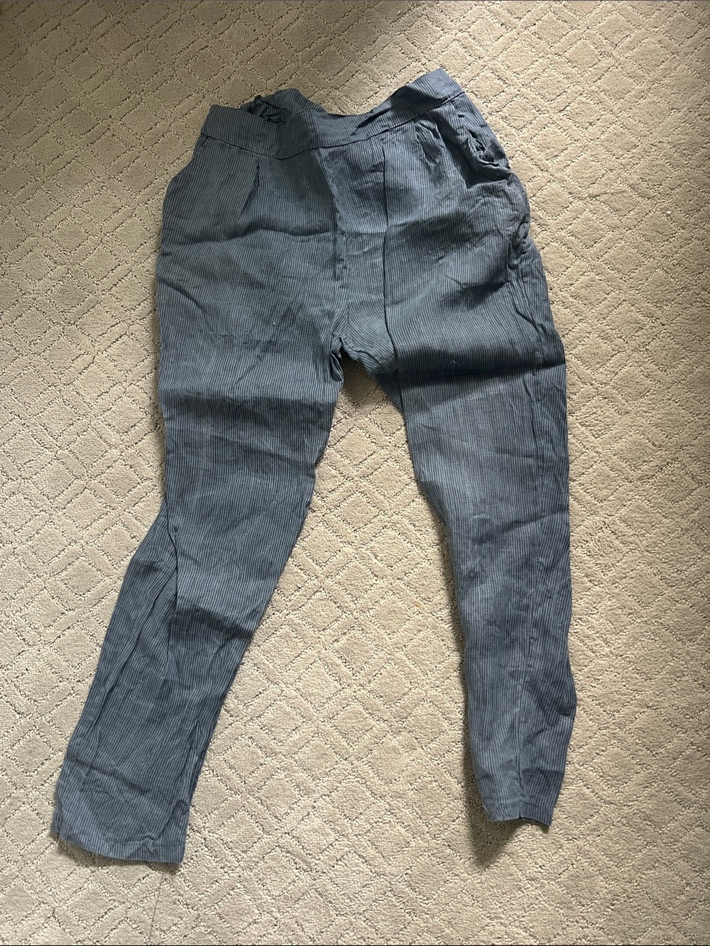 Linen blue stripe pant
